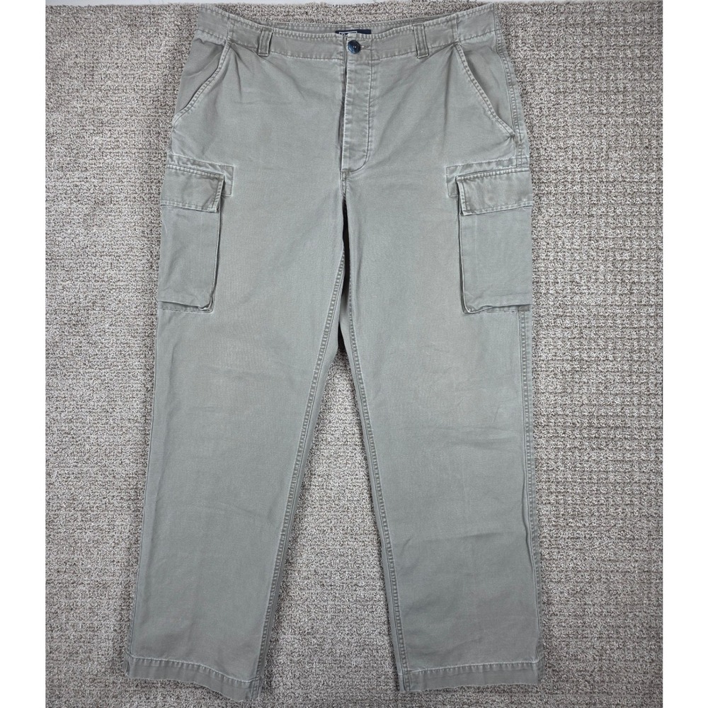 Vintage Polo Ralph Lauren Mens Green Canvas Cargo Pants Straight Wide Size 38x33